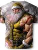 Retro Men's T-shirt 3D Print Funny Muscle Santa Claus T Shirts Men's Fashion Casual Round Neck Short Sleeve New Year Party Tops