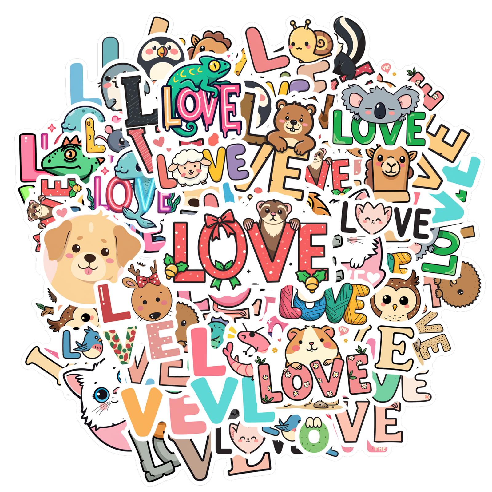 

Cartoon Cute Animals Decals Cute Animal Love DIY Stickers Stickers For Guitar Fridge Laptop