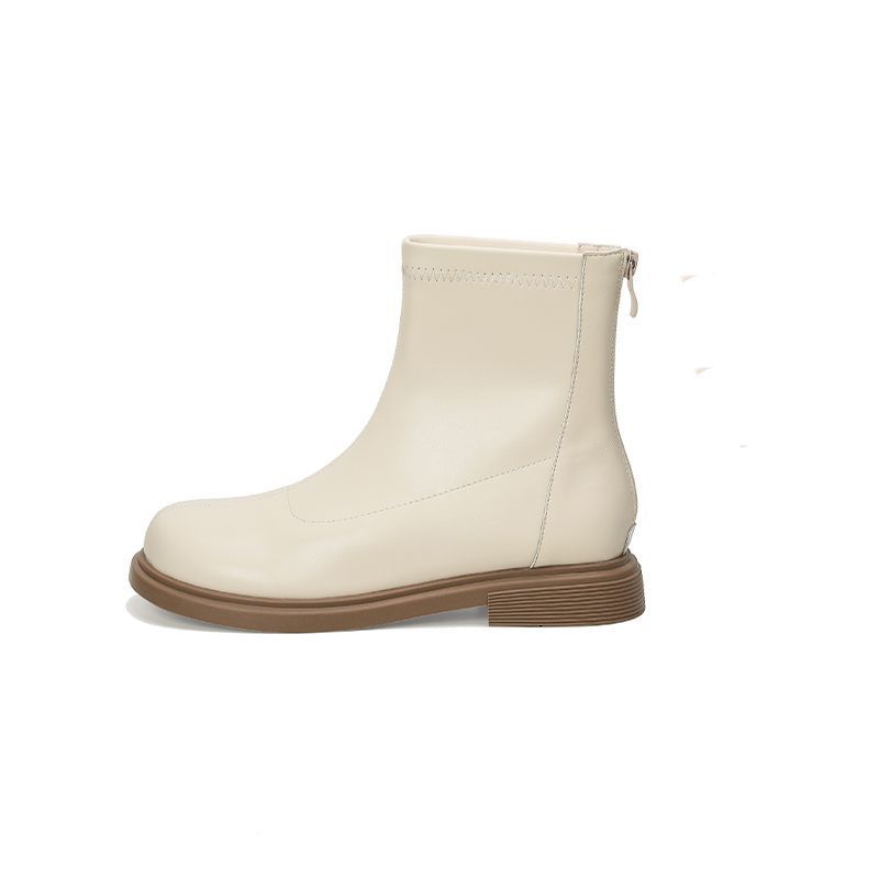 

Small feet~ Comfortable elastic short boots women s bare boots 2025 new Korean version thin boots Martin boots flat single boots 35