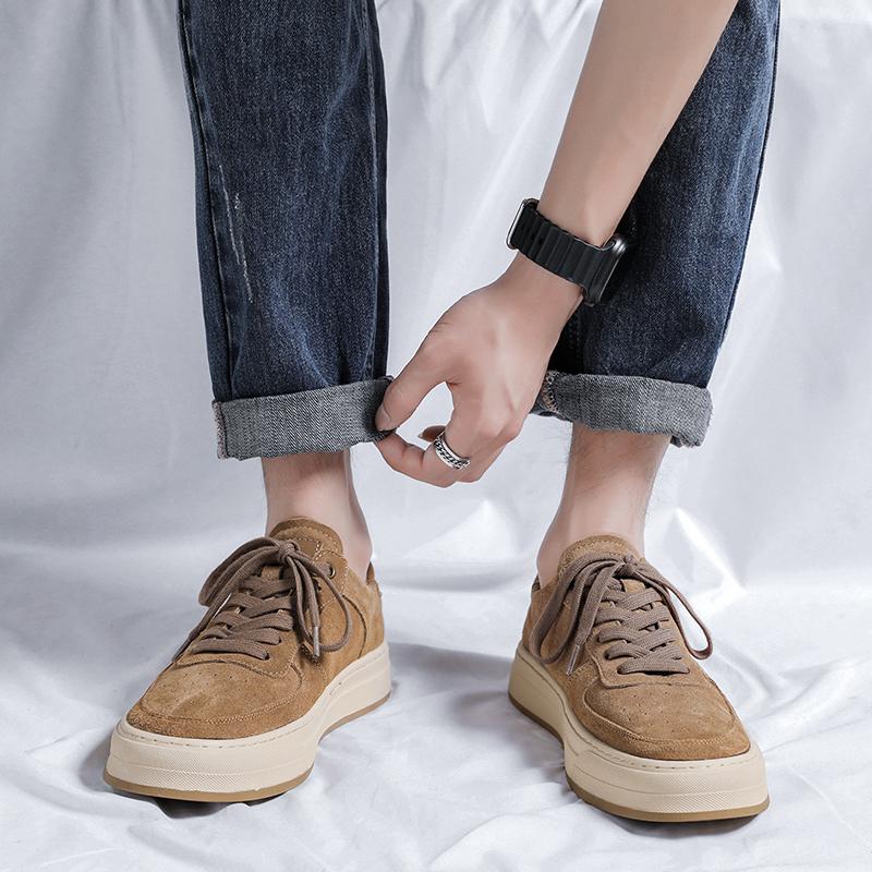 Fashion Trendy minimalist Men's Casual Thick Bottom Skateboard Shoes Vintage Low Top Lace Up Brown Shoes Classic Comfortable Sneakers