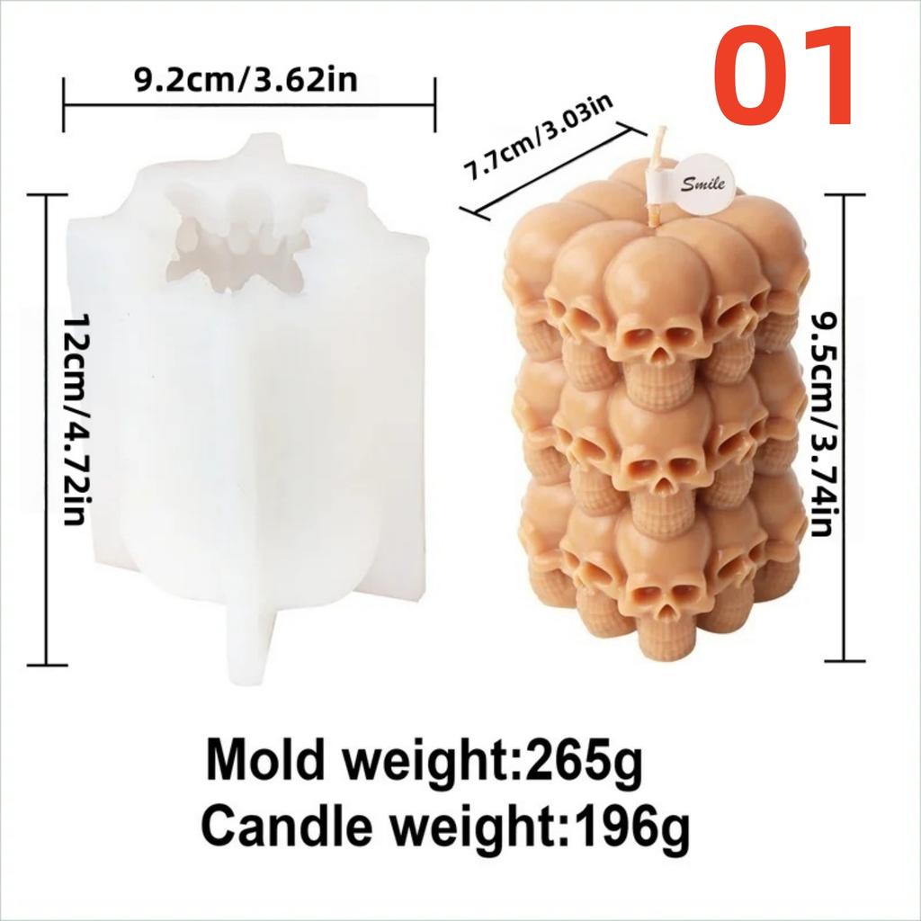1PC Halloween Silicone Skull Head Mold Candle Resin Casting Home Decor Aromatherapy Plaster Craft Candle Gift Making Tool