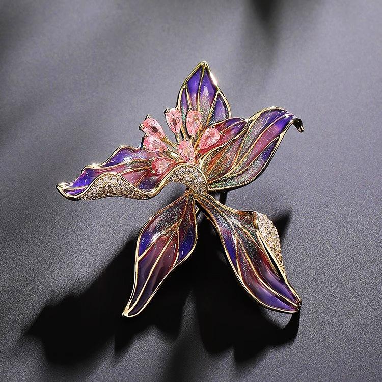 Chinese Style Orchid Brooch High-end Female Exquisite Personality Enamel Color Brooch Design Sense Pin Suit Accessories