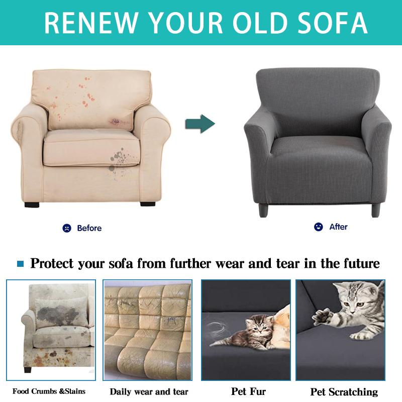 Waterproof Stretch Armchair Cover Sofa Cover for Living Room Thick Soft Chair Cover with Elastic Bottom Couch Cover for Pets Kid