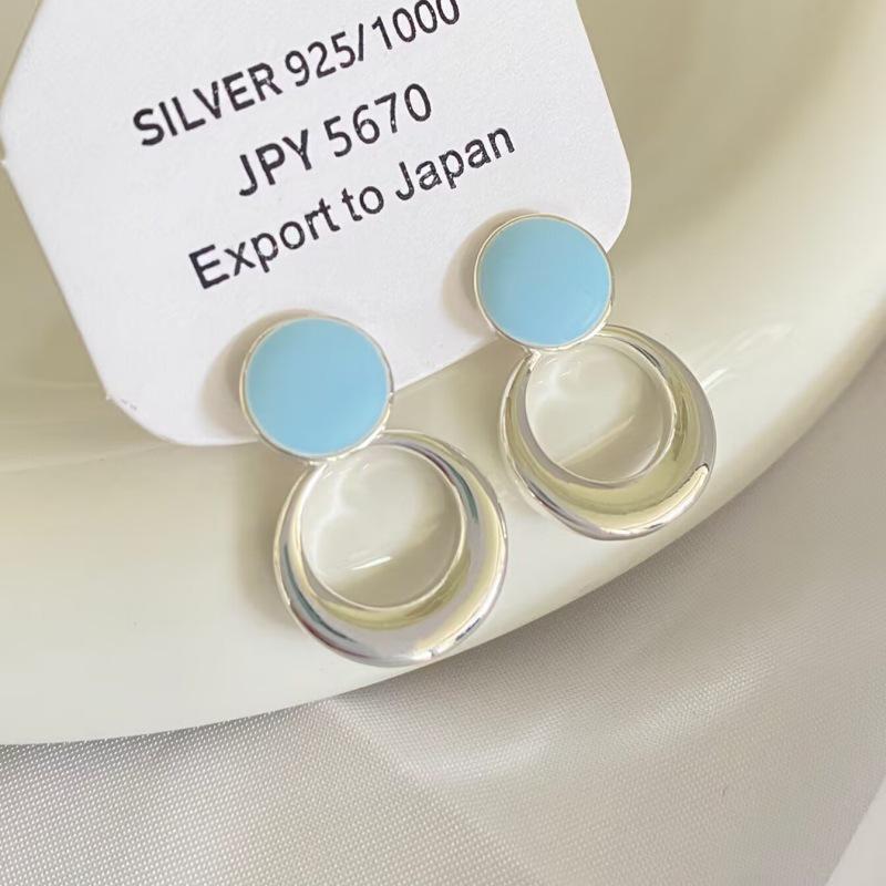 Forest-Inspired Artistic Blue Round Earrings: Elegant, Simple, High-End, and Versatile Stud Jewelry