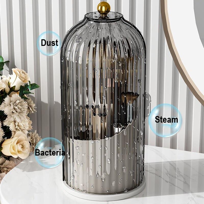 360 Degrees Rotatable Makeup Puff Storage BoxDust-proof Cotton Pads Swabs Holder Bathroom Cotton Pad Beauty Egg Storage Shelf чёрный