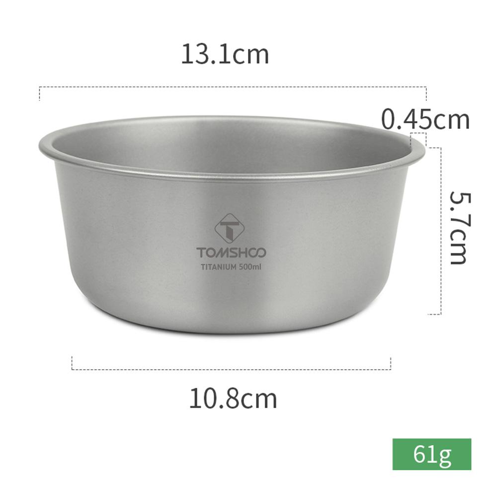 500ml Titanium Bowl Stackable Camping Bowl for Camping Hiking Travel