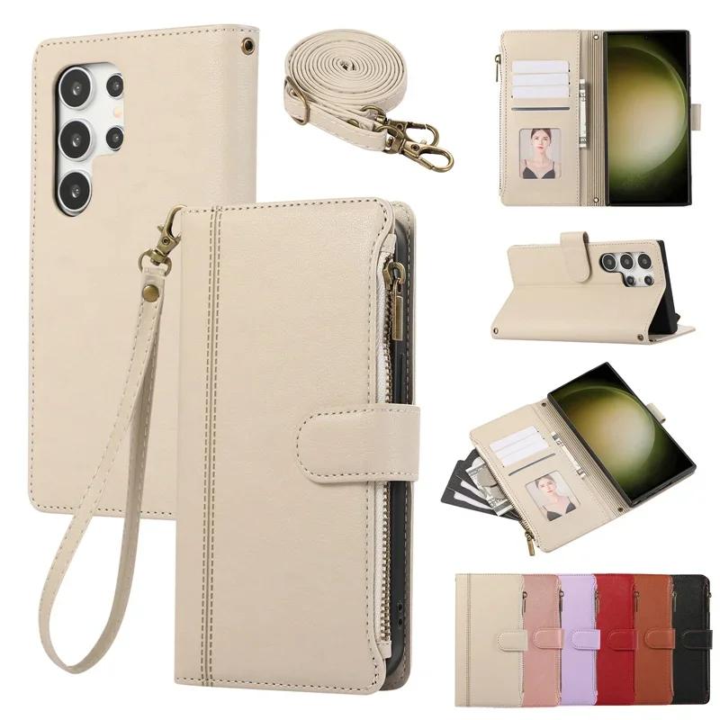 Crossbody Wallet Card Holder Phone Case for Samsung Galaxy S23 S24 FE S26 S25 S22 Plus Ultra A16 A06 A56 A36 A35 A55 A15 Cover