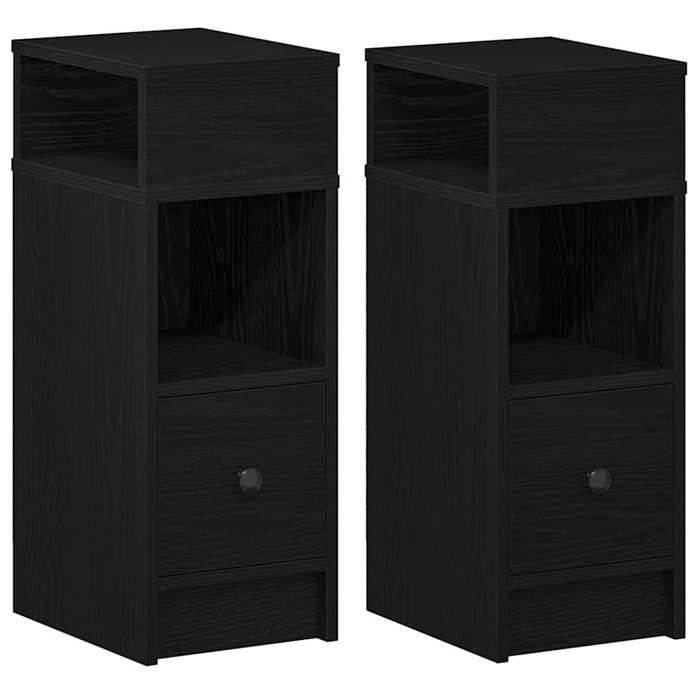 VidaXL Bedside Tables 2 Pcs with Drawer Black 25x31x66 Cm, Side Table, Bedside Cabinet, Side Table for the 858617