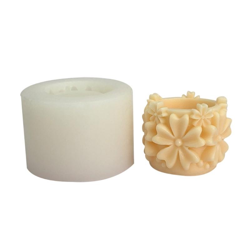 Flower Carved Silicone Candle Holder Moulds for Candle Cup, Epoxy Resin, Home Decoration, Succulents Planter Molds 1