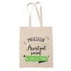 Tote Bag - PLANETEE - Cabas - Coton - Beige - Motif «Assistant Social Meilleur De Tous Les Temps»