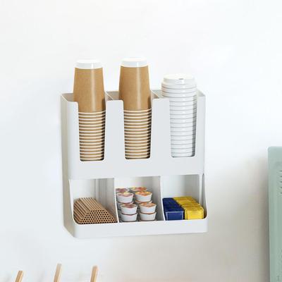 Coffee Station Organizer Holder for Counter,6 Compartment,Upright,Cup and Condiment Storage