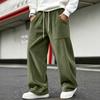 Men's Corduroy Pants Loose Fit Straight Leg with Elastic Waist for Casual Everyday Wear