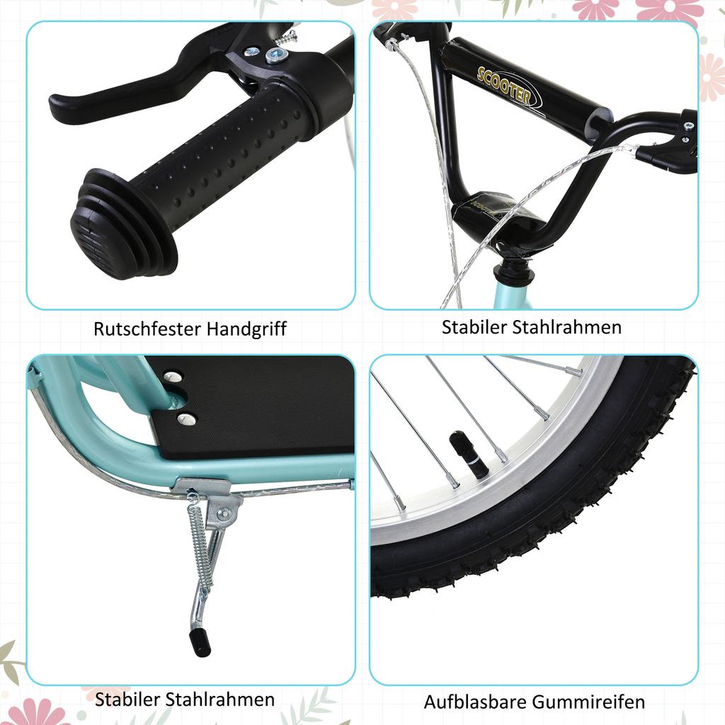 Children's Scooter with Brake, Height Adjustable, Light Blue
