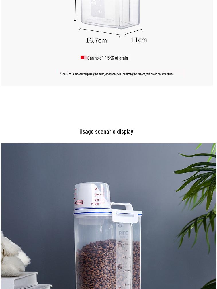 Sealed Pet Food Storage Bucket - Moisture-Proof Plastic Container for Cat & Dog Food