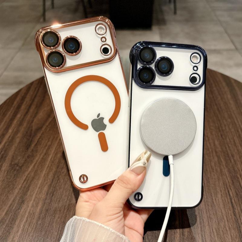 Applicable To Apple 17 ProMax Frameless Magnetic Suction Phone Case Electroplated Iphone16 Transparent Anti Fall 15 Protective Case