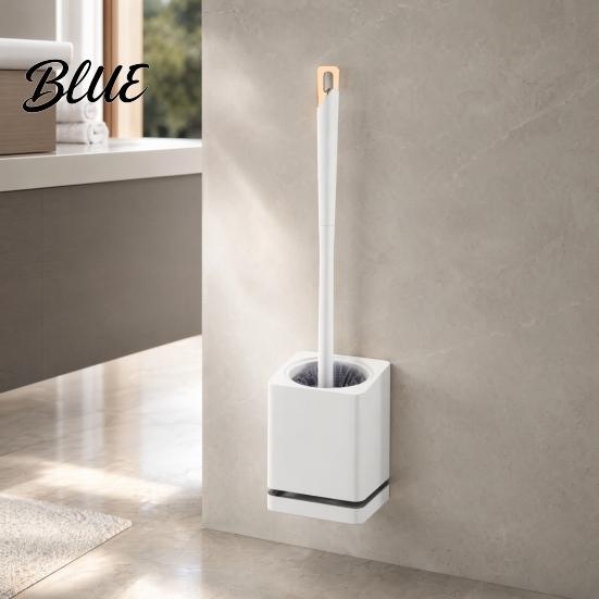 Wall Mounted Toilet And No-touch Sanitary with Scrubber Brush Brush Hole-Free Design Drainage Base High-Density Bristles Non-Slip Handle Hygienic