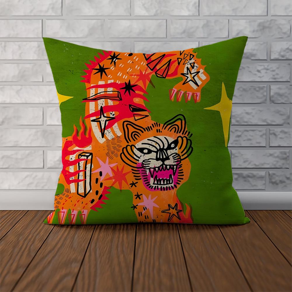 Kwonnys Abstract Art Pillow Case For Car Sofa Decorative Home Double-sided Print Plush Square Throw Pillow Cushion Cover