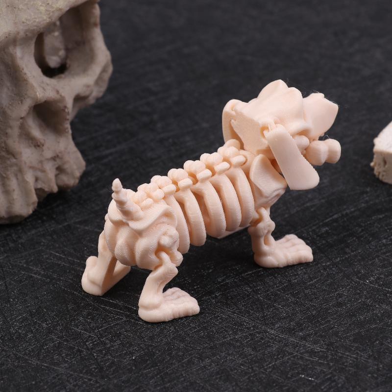 3D Printed Eared Dog Skeleton Statue Joint Mobility Doll Desktop Ornament Living Room Home Office Decoration Gifts