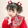 Kids Girl Wig Hair Clip Red New Year Headwear Plush Ball Bow Barrettes Children Hairpins No Harm Baby Headpiece Accessoriess