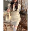 French Pure Desire Sexy Hot Girl Elegant Long-Sleeve Dress for Women, New Spring Slim Layering Slimming Pencil Short Skirt