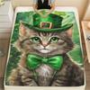 St. Patrick's Day Grünes Kleeblatt-Muster Flanelldecke, Hohe Qualität, Bequem für alle Jahreszeiten, Heimdekoration, Wärme und Komfort, Perfekt für Weihnachtsgeschenke