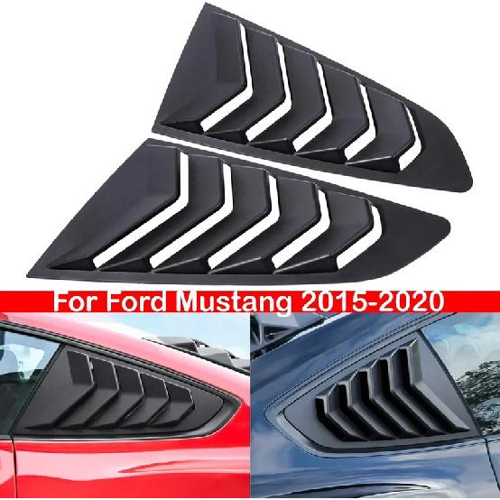 For Ford Mustang 2015 2016 2017 2018- ABS Plastic Rear Window Quarter Louver Cover Side Vent Trim Car Adhesive Accessories