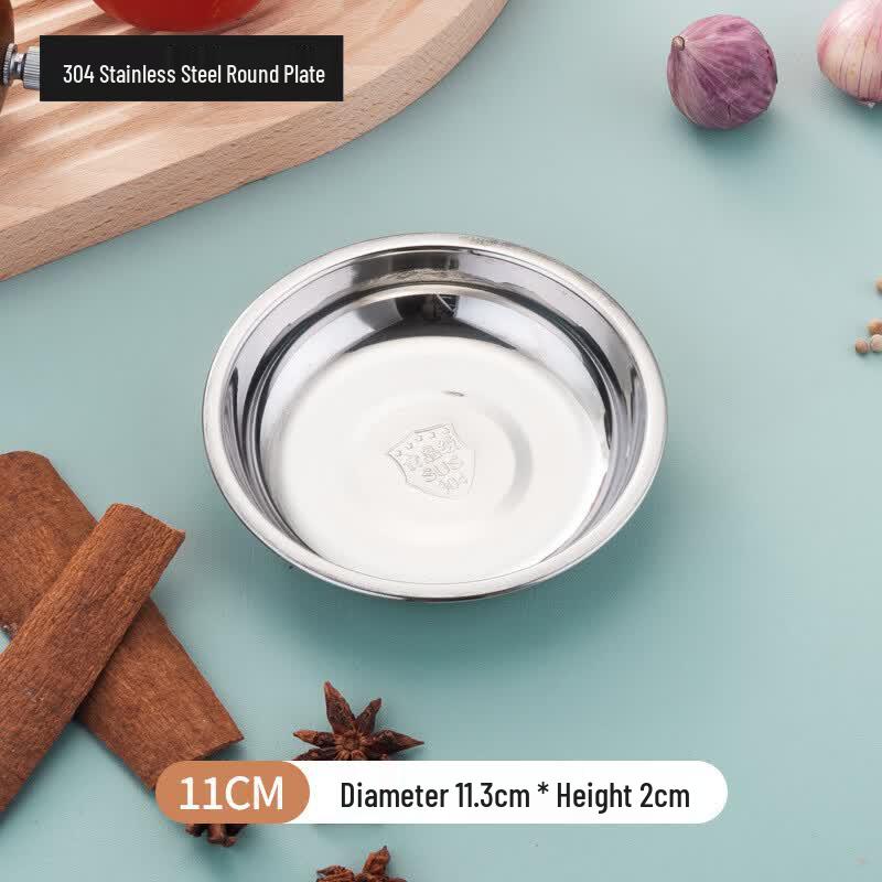 Hanyou 304 Stainless Steel Round Seasoning Dish with 3 Compartments