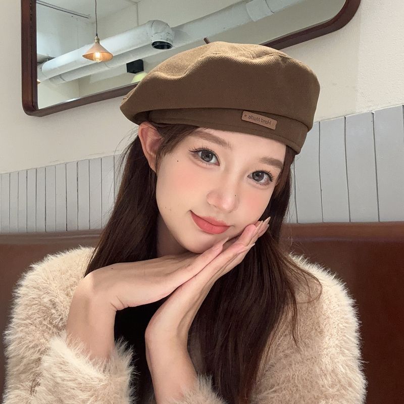 Retro Solid Color Beret Hat For Women Autumn Spring British Style Cotton Octagonal Newsboy Cap All-match Painter Artist Hats