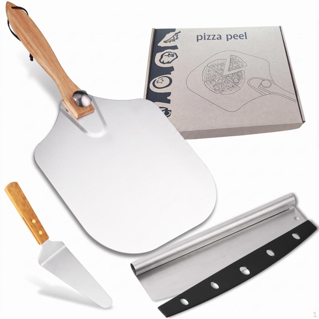 3 Pieces Pizza Peel Set Aluminum Paddle Metal for Home Chefs 3pc