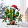 2D Flat Print Xmas DIY Single Side Drill Desktop Diamond Art Decor Kits (Cactus)