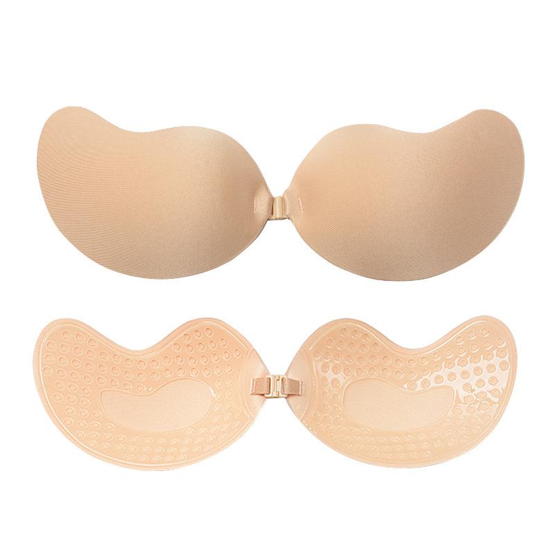 Mango Seamless Silicone Push-Up Strapless Bra with Front Buckle and Nipple Covers