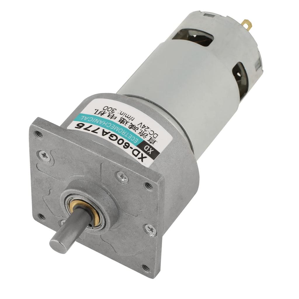 Hilitand DC12V24V 35W Mini DC Gear Motor, Metal, Adjustable Speed, High Torque, CWCCW, XD-60GA775 (24V, 300 rpm)