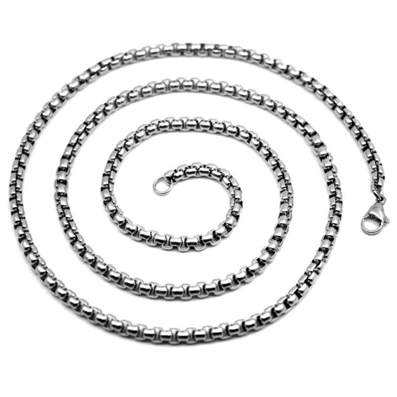 Men s Trendy Hip Hop Stainless Steel Square Pearl Chain Necklace