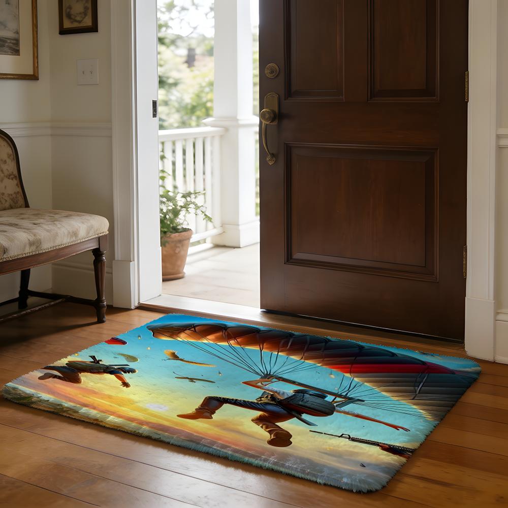 PPUBG Classic Movie Floor Mat Soft Flannel Absorbent Mat Non-Slip Rug Home Bedroom Bathroom