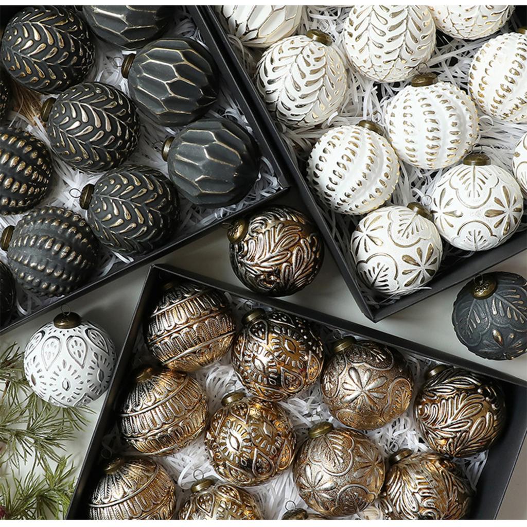 8cm Antique Christmas Ball Pendant, Retro Scratch-Off Christmas Tree Decoration, Christmas Ornaments