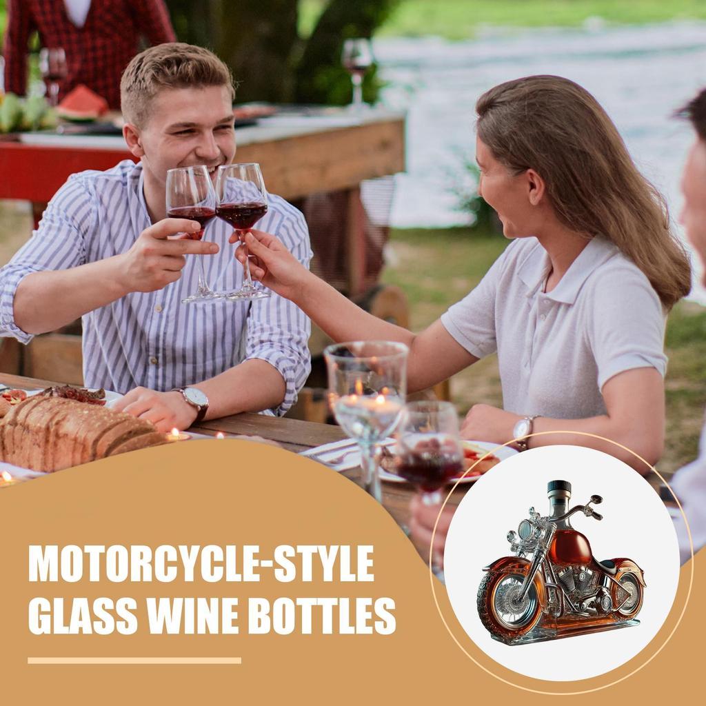 Motorradform Glas Whisky Dekanter & Weinbelüfter, Vintage Likör Dekanterflasche für Whisky Champagner Wodka, Bar Schreibtisch Deko