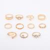 European and American jewelry, butterfly nail ring, diamond petal star gold 11-piece ring set