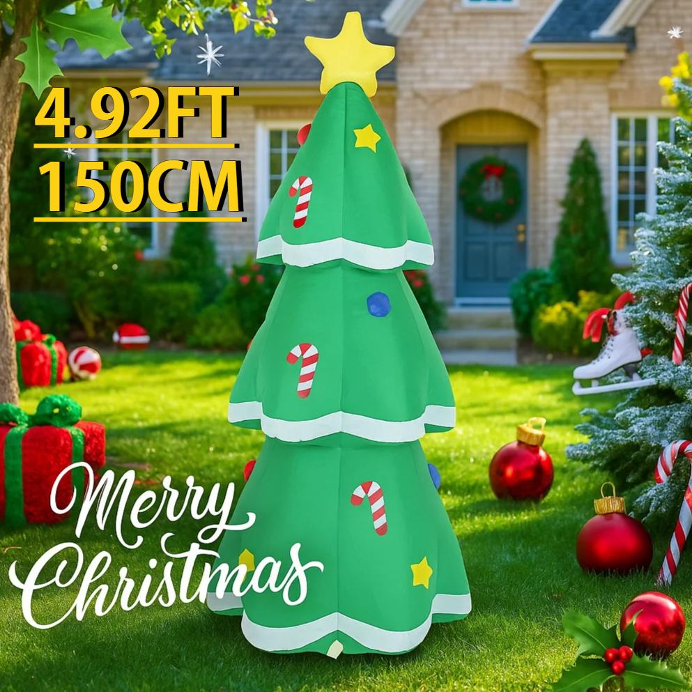 4.92FT With LED Light Inflatable Tree Toy Xmas Home Decorations Christmas Yard Party Lawn Supplies Ornaments Xmas Holiday Gifts
