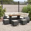VidaXL 9-Piece Garden Sofa Set with Cushions Black Poly Rattan Acacia 3361880