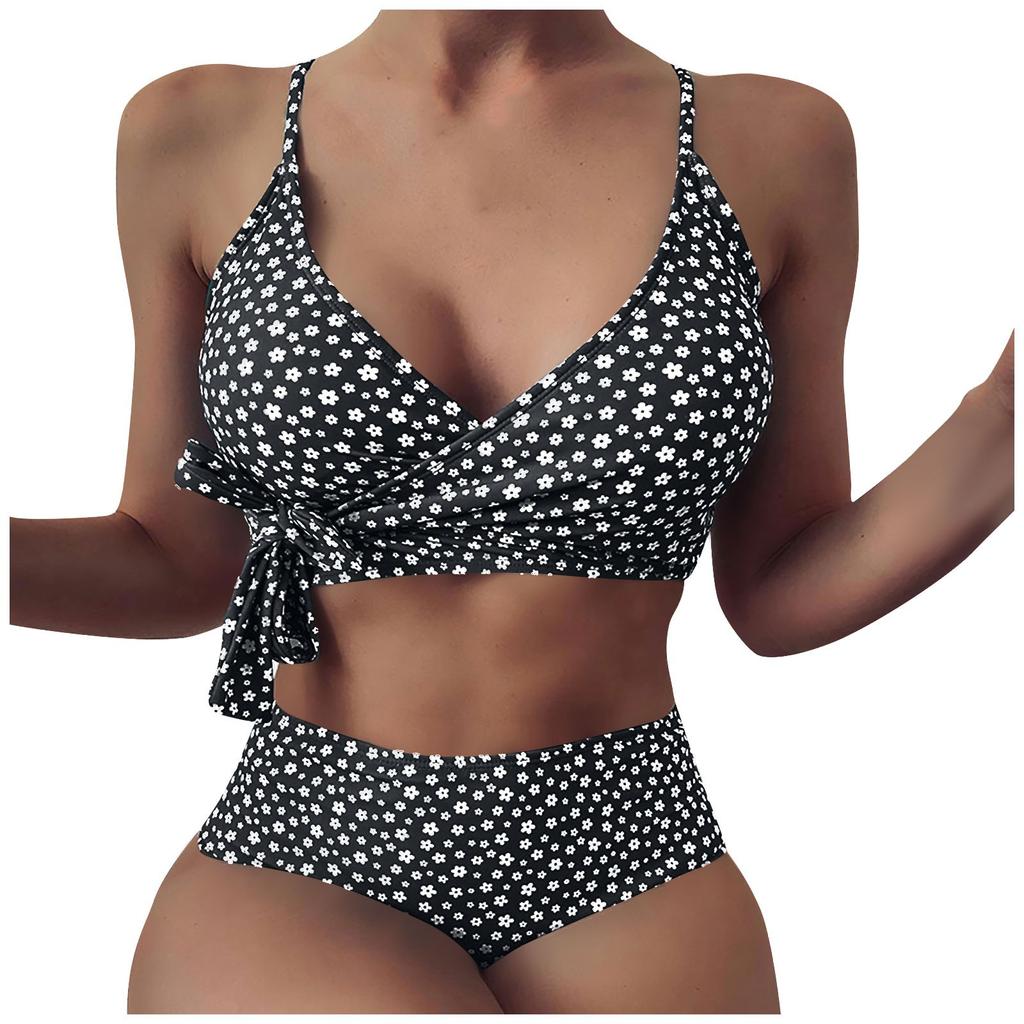 Damen-Bikini, Blumen-Set, Badeanzug, zweiteilig, gefüllter BH, Bademode, Strandmode