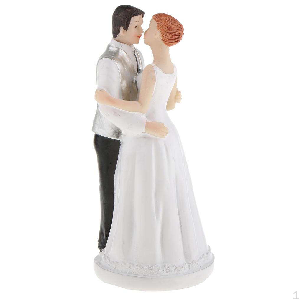 Romantic Funny Kiss Bride Groom Figurine Wedding Anniversary Party Resin Cake Topper Photo Prop