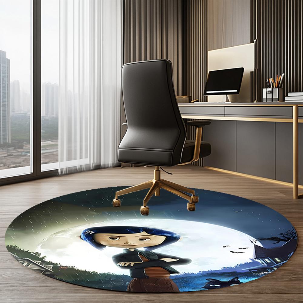 Coraline Printed Round Rug Carpet Chair Rug Area Rug Entryway Doormats,for Office Chair Living Room Bedroom Kitchen Room.