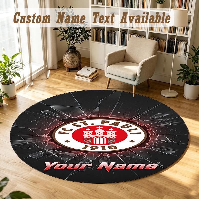 Round Rug Custom NameFC St. Pauli Pattern Non Slip Carpet Home Floor Decor