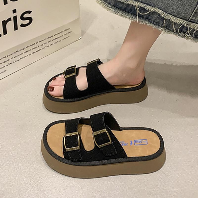 

Musthave Womens Casual Flat Buckle Sandals For Summer Available In Black Khaki Pink And Brown 35