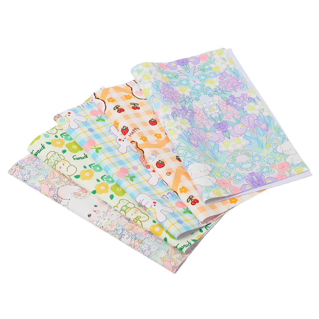 5 Pcs Sewing Fabric Cute Cartoon Pattern Waterproof Anti Fading Soft Touch DIY Quilting Cloth for Tablecloth Bag