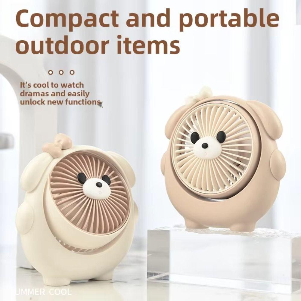 Cartoon Bear Handheld Fan USB Charging Student Desktop Fan Cute Small Fan