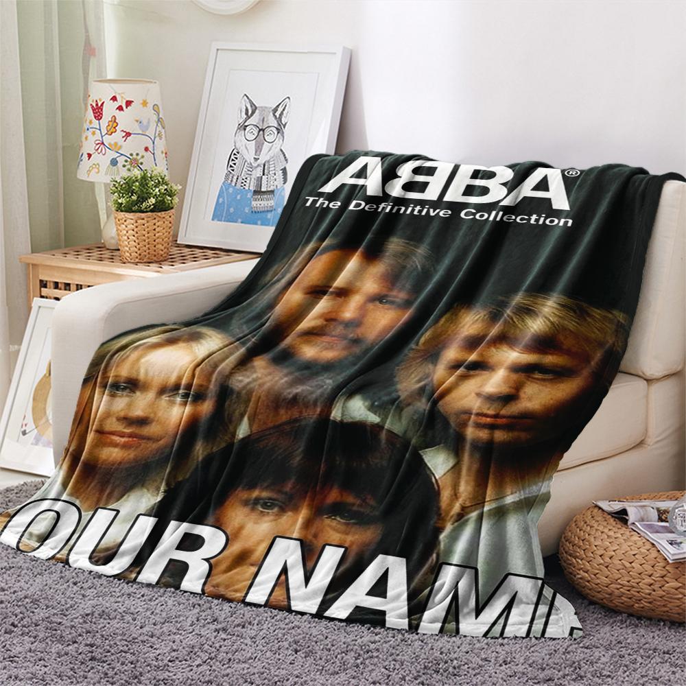 1PC Custom Name ABBA Patterned Flannel Blanket Suitable For All Seasons for Home Decor Warmth and Comfort Gifts Holiday Present