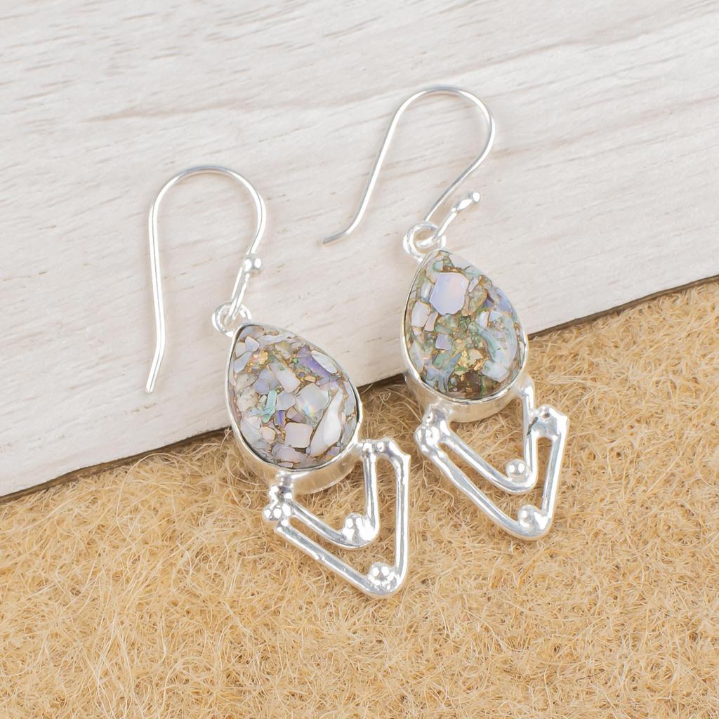 Cercei Opal Etiopian Cupru Argint Sterling Solid 925, Bijuterii Cercei cu Pietre Prețioase Lucrate Manual, Cadouri Pentru Soție Cercei Noi