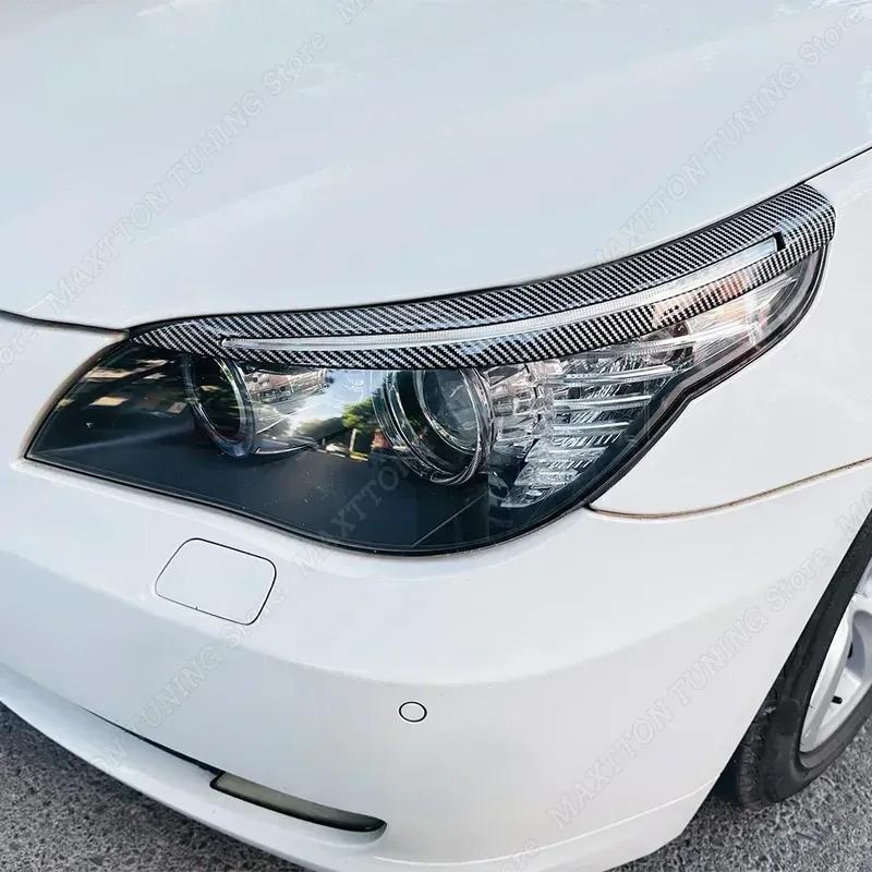 2PCS Car Eyebrow Eyelid Lamp Light Headlight Cover Stickers For BMW 5 Series E60 E61 520i 525i 530i 540i M5 2003-2010 Tuning