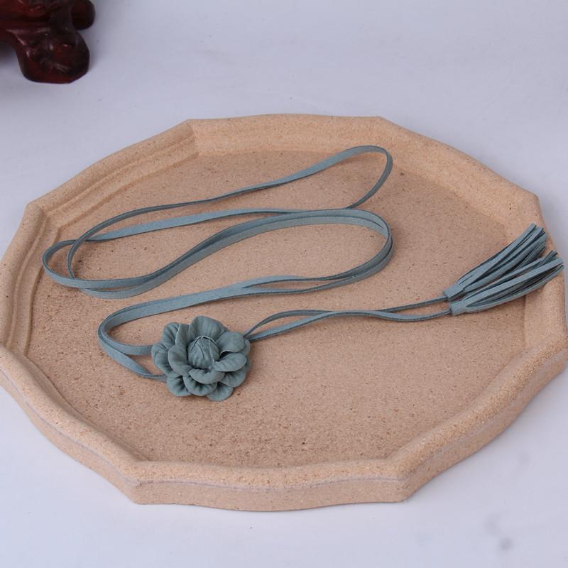 

Этнический стиль Простой тонкий ремень Женский летний с пальто Цветочная отделка Поясная веревка Женский замшевый ремень с бахромой Поясная веревка светло-зеленый